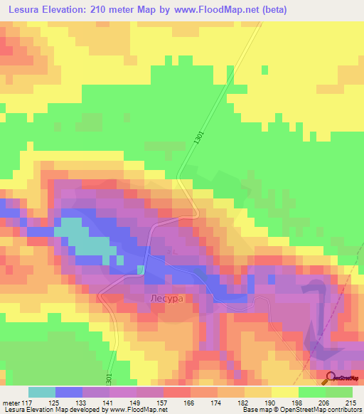 Lesura,Bulgaria Elevation Map