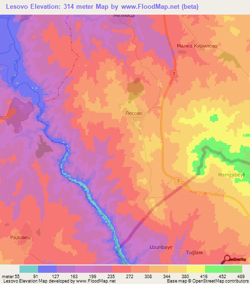 Lesovo,Bulgaria Elevation Map