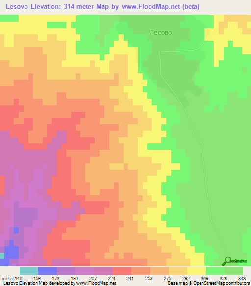 Lesovo,Bulgaria Elevation Map