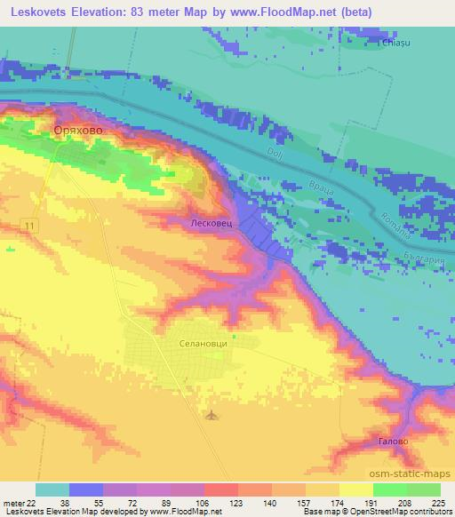 Leskovets,Bulgaria Elevation Map