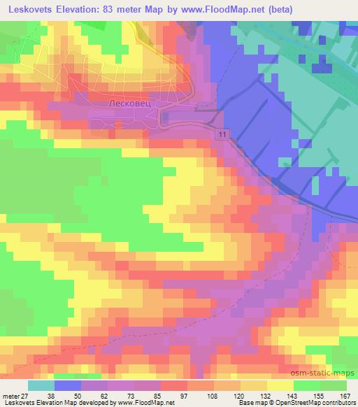 Leskovets,Bulgaria Elevation Map