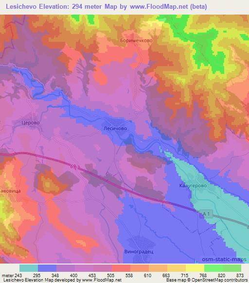 Lesichevo,Bulgaria Elevation Map