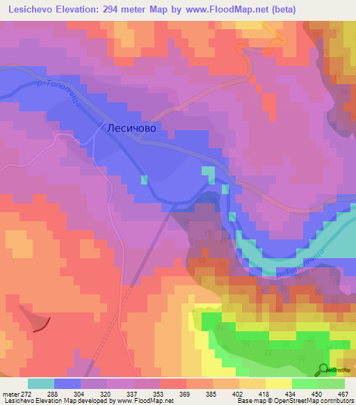 Lesichevo,Bulgaria Elevation Map