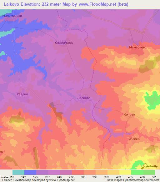 Lalkovo,Bulgaria Elevation Map