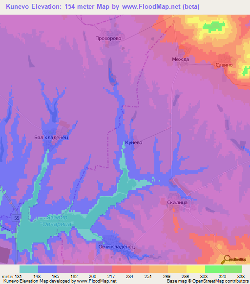 Kunevo,Bulgaria Elevation Map