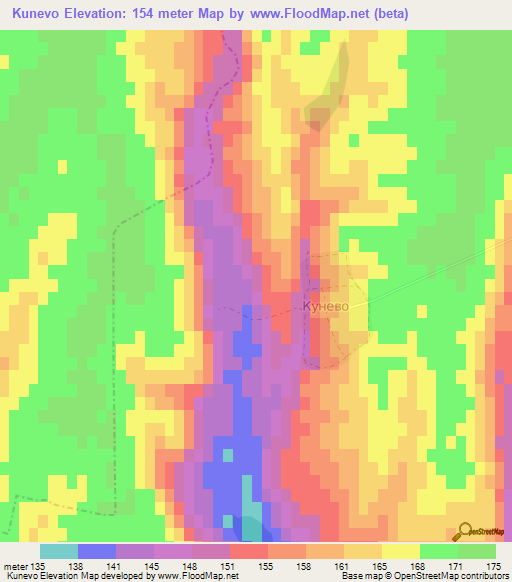 Kunevo,Bulgaria Elevation Map