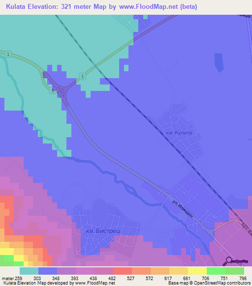 Kulata,Bulgaria Elevation Map