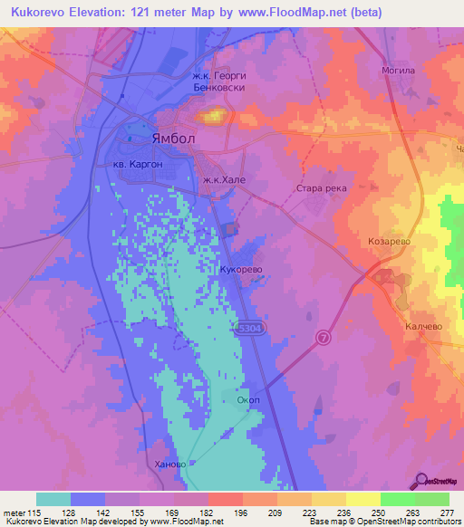 Kukorevo,Bulgaria Elevation Map