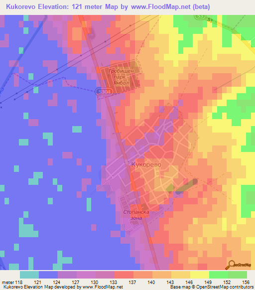 Kukorevo,Bulgaria Elevation Map