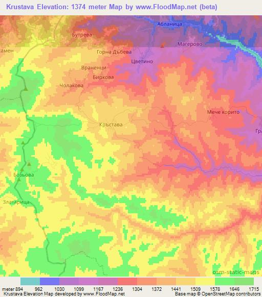 Krustava,Bulgaria Elevation Map