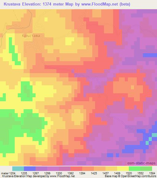 Krustava,Bulgaria Elevation Map