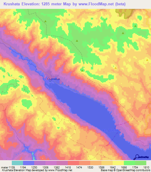 Krushata,Bulgaria Elevation Map