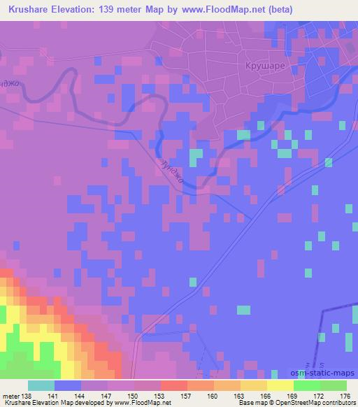 Krushare,Bulgaria Elevation Map