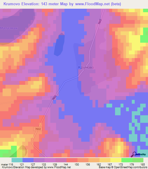 Krumovo,Bulgaria Elevation Map