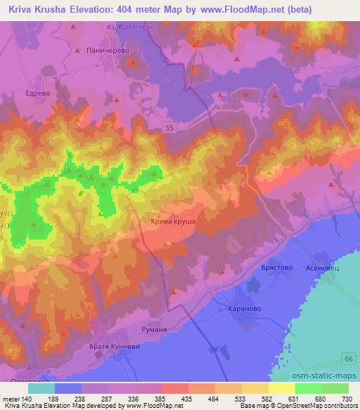 Kriva Krusha,Bulgaria Elevation Map