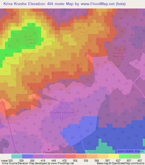 Kriva Krusha,Bulgaria Elevation Map