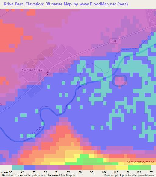 Kriva Bara,Bulgaria Elevation Map