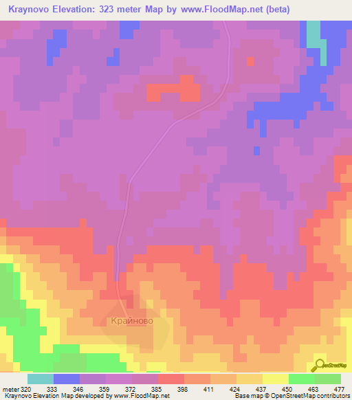 Kraynovo,Bulgaria Elevation Map