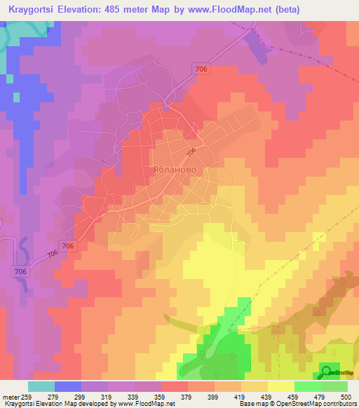 Kraygortsi,Bulgaria Elevation Map