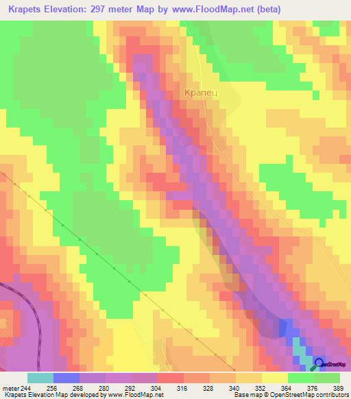 Krapets,Bulgaria Elevation Map