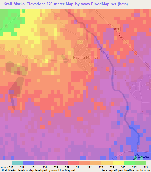 Krali Marko,Bulgaria Elevation Map