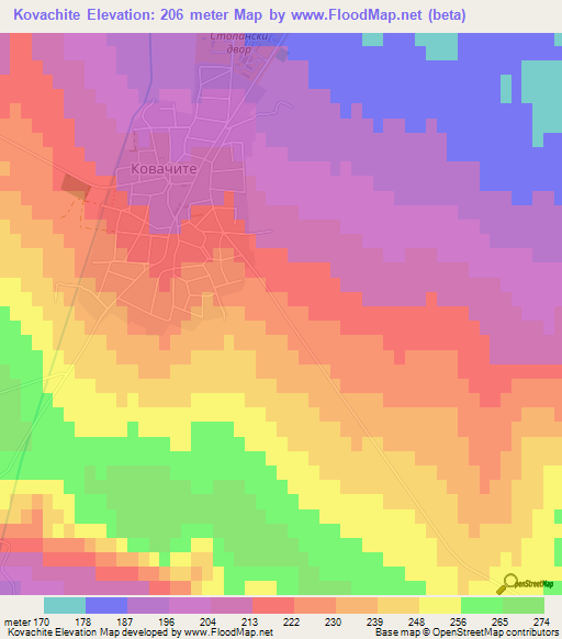 Kovachite,Bulgaria Elevation Map