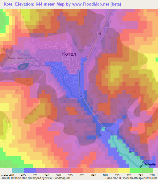 Kotel,Bulgaria Elevation Map