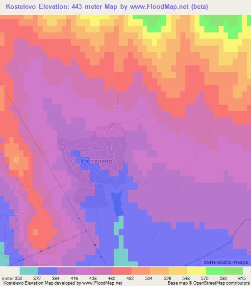 Kostelevo,Bulgaria Elevation Map