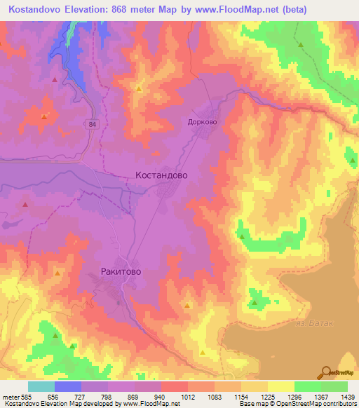 Kostandovo,Bulgaria Elevation Map