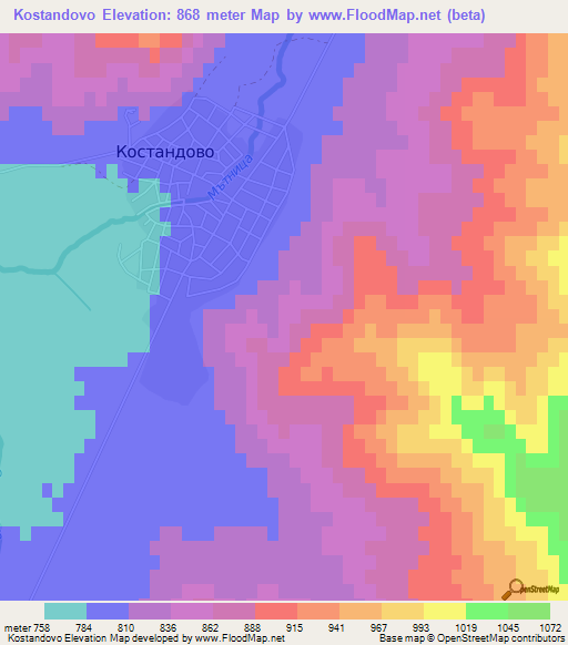 Kostandovo,Bulgaria Elevation Map