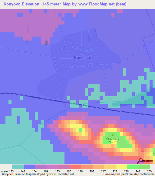 Konyovo,Bulgaria Elevation Map