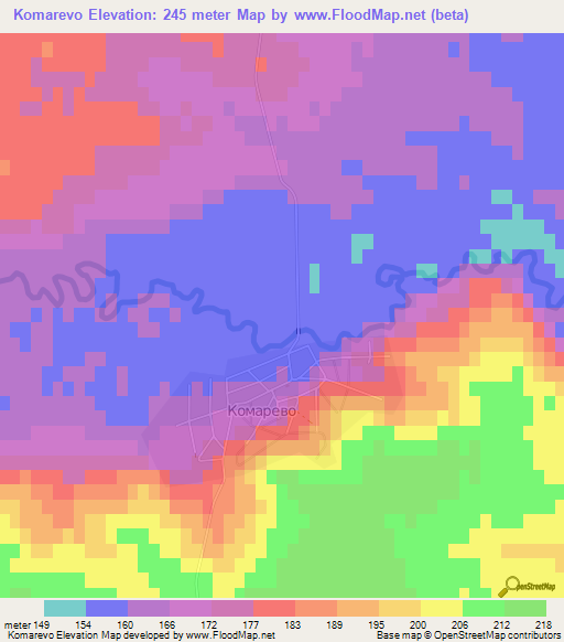 Komarevo,Bulgaria Elevation Map