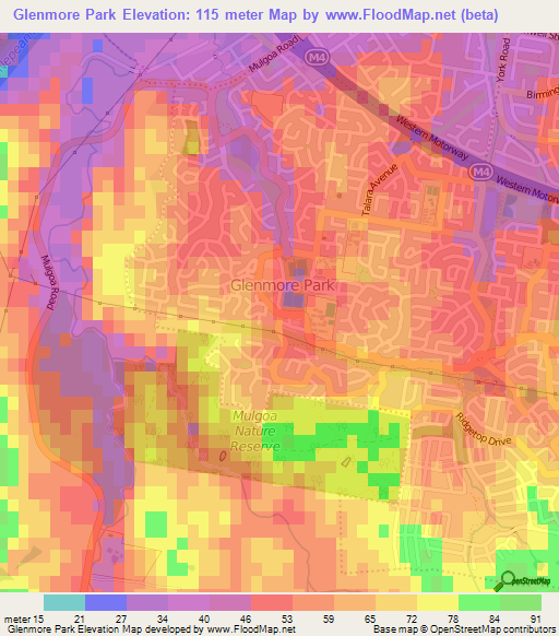 Glenmore Park,Australia Elevation Map