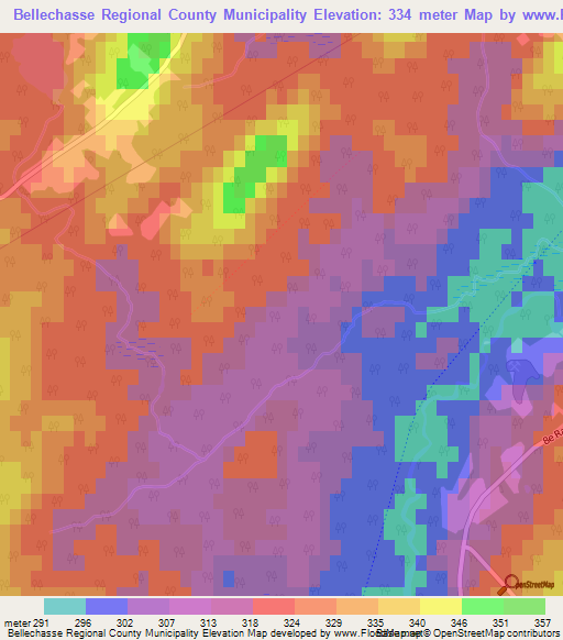 Bellechasse Regional County Municipality,Canada Elevation Map