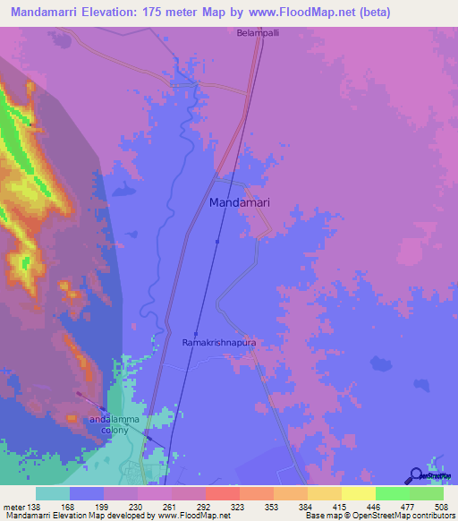 Mandamarri,India Elevation Map