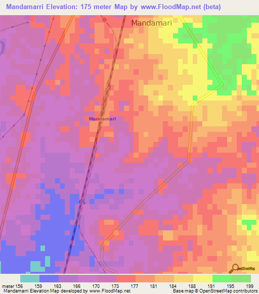 Mandamarri,India Elevation Map