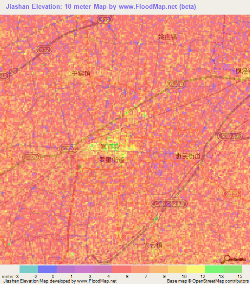 Jiashan,China Elevation Map