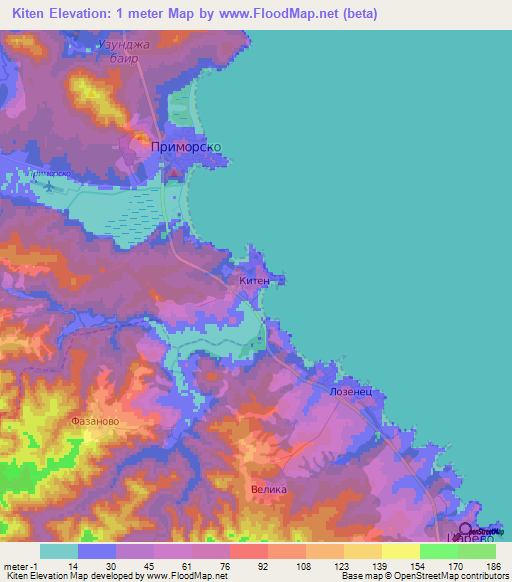 Kiten,Bulgaria Elevation Map