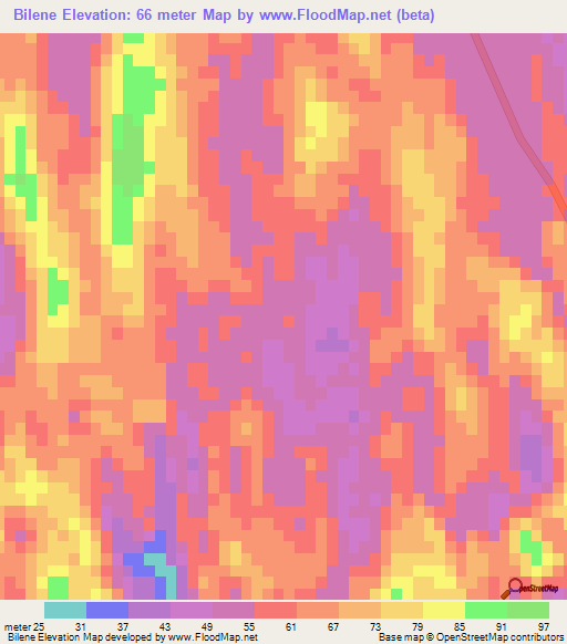 Bilene,Mozambique Elevation Map