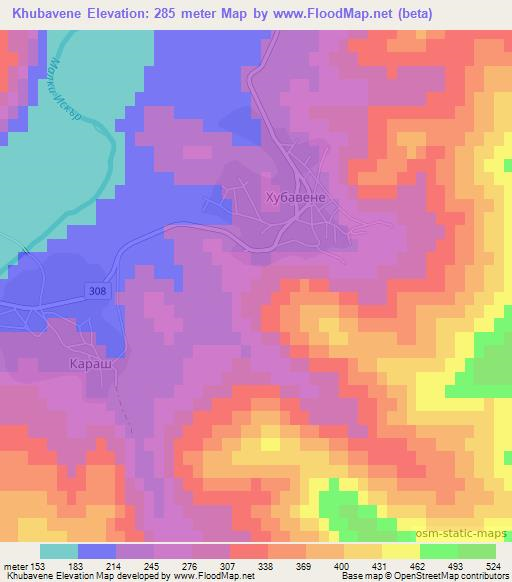 Khubavene,Bulgaria Elevation Map