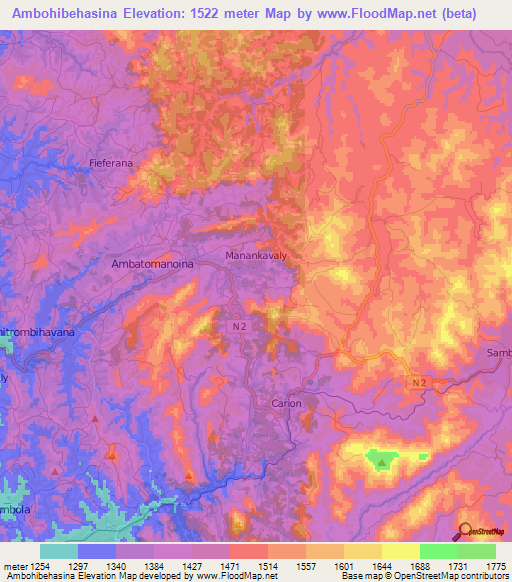 Ambohibehasina,Madagascar Elevation Map