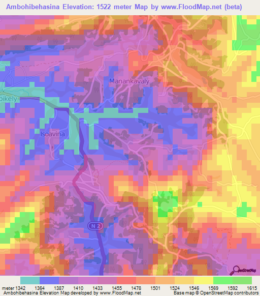 Ambohibehasina,Madagascar Elevation Map