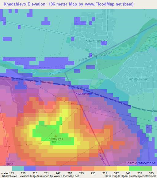 Khadzhievo,Bulgaria Elevation Map