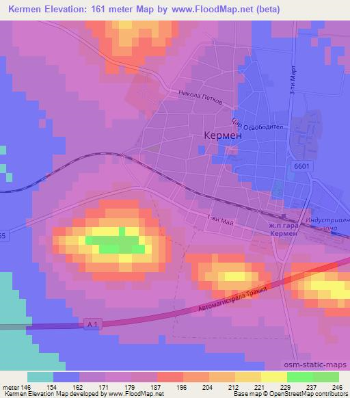 Kermen,Bulgaria Elevation Map