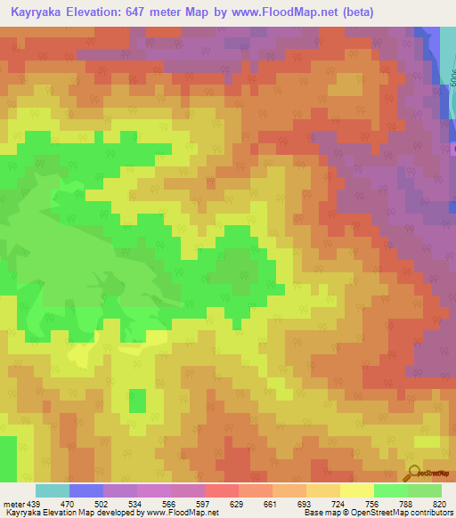 Kayryaka,Bulgaria Elevation Map