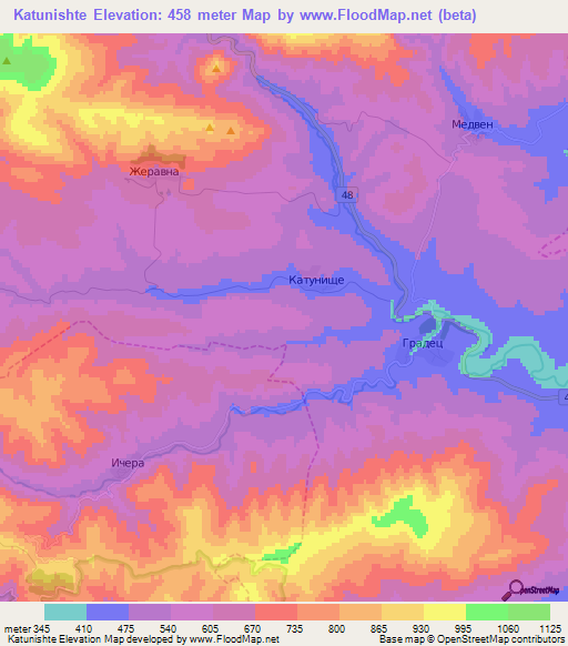 Katunishte,Bulgaria Elevation Map