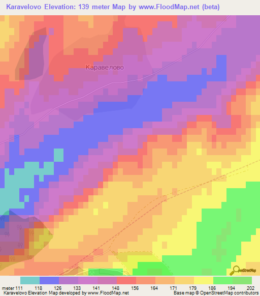 Karavelovo,Bulgaria Elevation Map