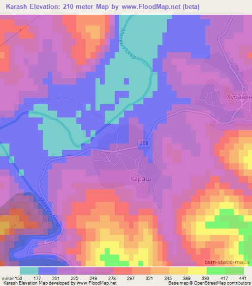 Karash,Bulgaria Elevation Map