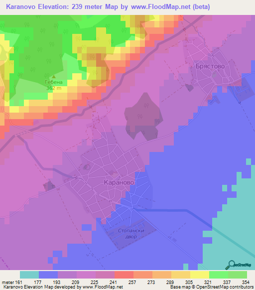 Karanovo,Bulgaria Elevation Map