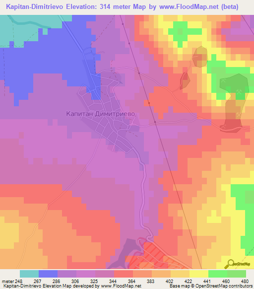 Kapitan-Dimitrievo,Bulgaria Elevation Map